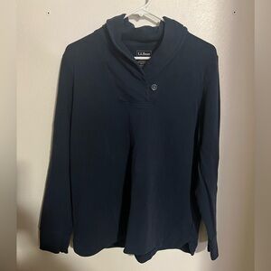 L.L. BEAN Classic Shawl Collar Long Sleeve Pullover Navy Blue Women's Size M REG